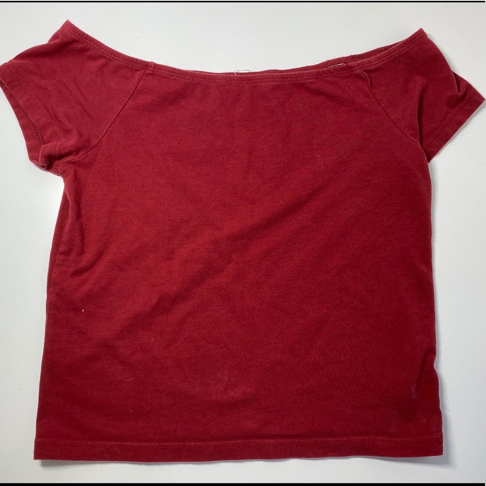 Cape Juby red off the shoulder crop top